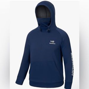 Bassdash Blue Youth Boys Pullover Hooded Sweatshirt Hoodie with Neck Gaiter L